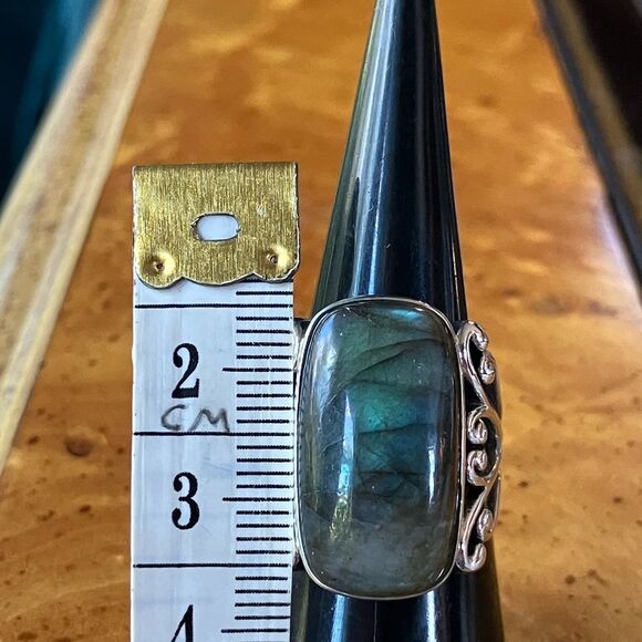Natural Labradorite Sterling Silver Ring Size 7 - Picture 8 of 10